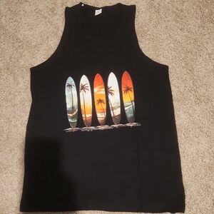 Black Tank‎ Top with Surfboard Graphic